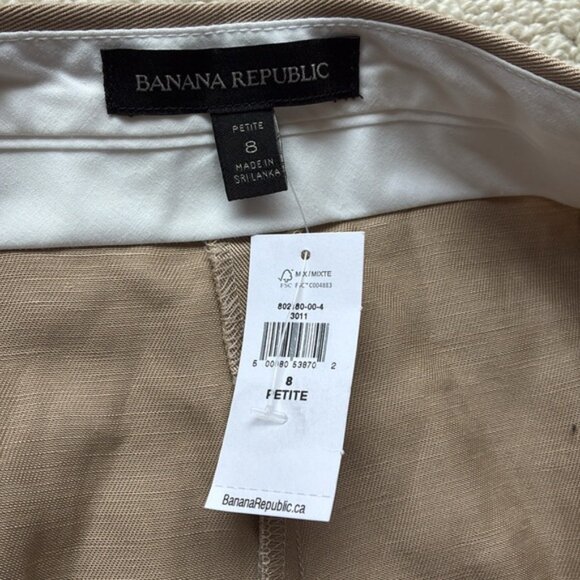 Banana Republic NWT Women’s Beige Linen Wide Leg Pants Size 8P x 30” Inseam NEW - Picture 6 of 13